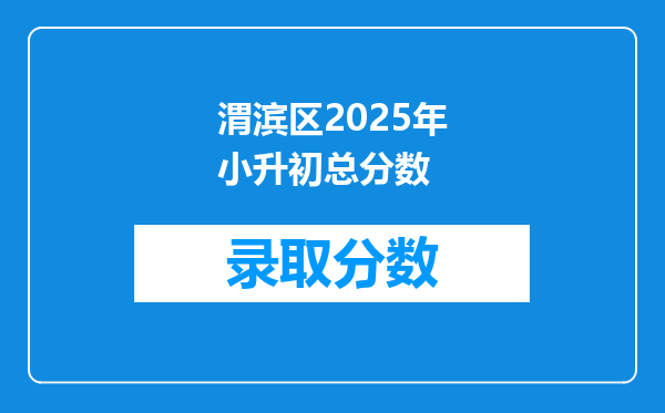 渭滨区2025年小升初总分数