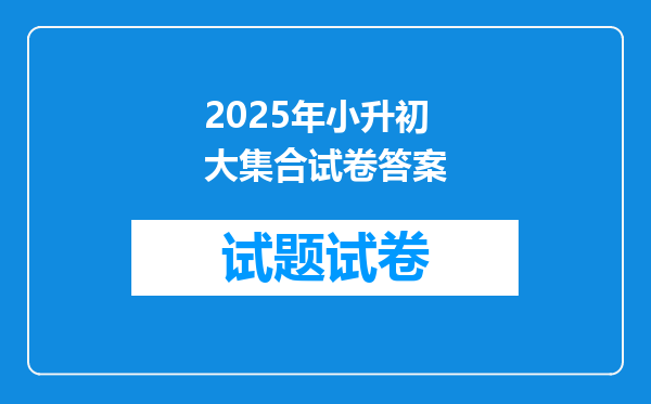 2025年小升初大集合试卷答案