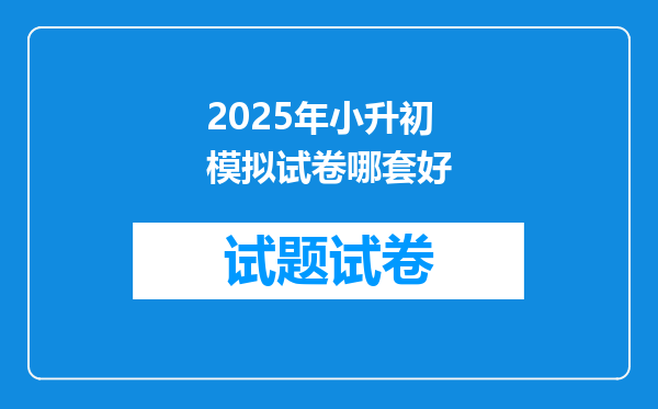 2025年小升初模拟试卷哪套好