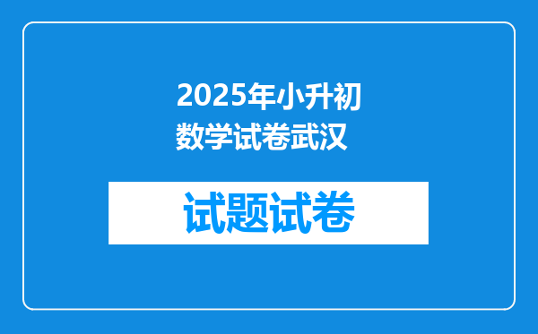 2025年小升初数学试卷武汉