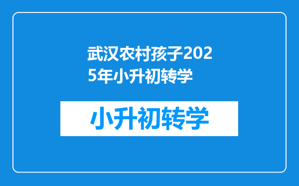 武汉农村孩子2025年小升初转学