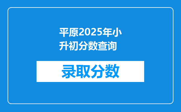 平原2025年小升初分数查询