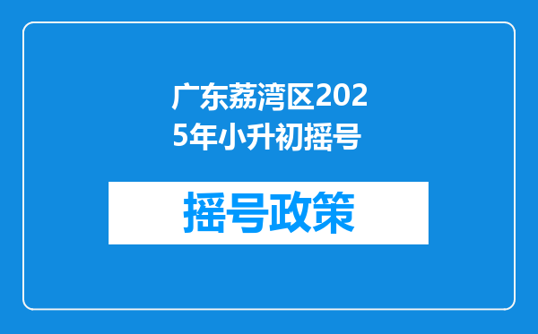 广东荔湾区2025年小升初摇号