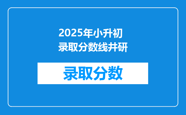 2025年小升初录取分数线井研