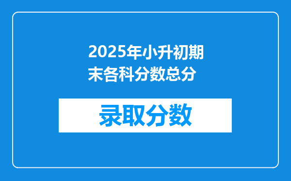 2025年小升初期末各科分数总分