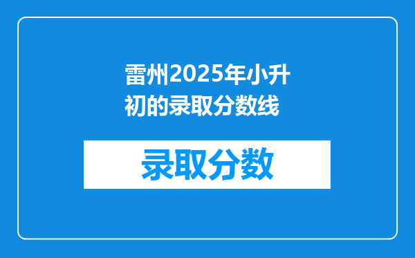 雷州2025年小升初的录取分数线