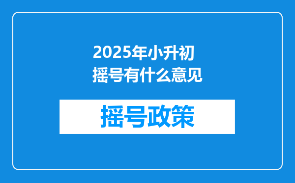 2025年小升初摇号有什么意见