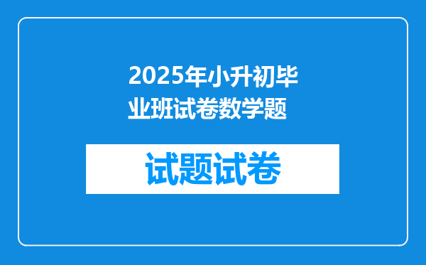 2025年小升初毕业班试卷数学题