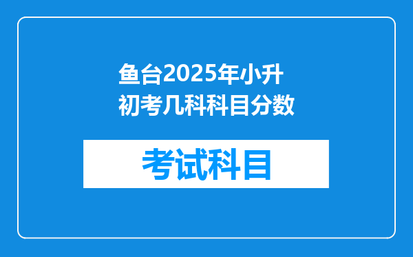 鱼台2025年小升初考几科科目分数