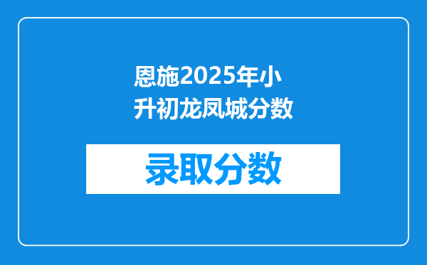 恩施2025年小升初龙凤城分数