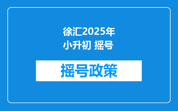 徐汇2025年小升初 摇号