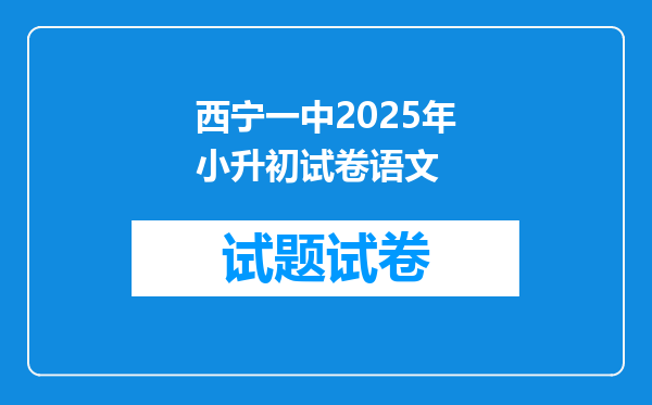 西宁一中2025年小升初试卷语文