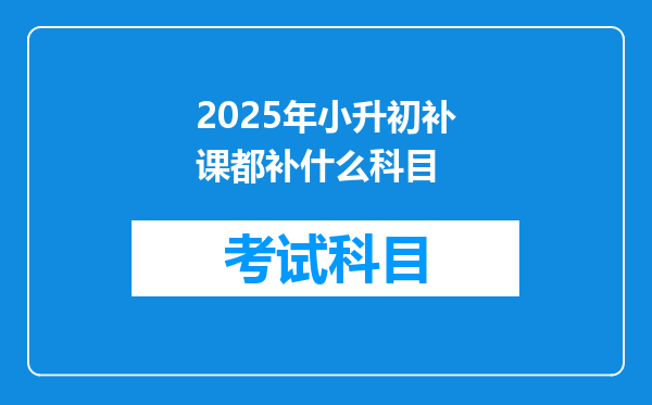 2025年小升初补课都补什么科目