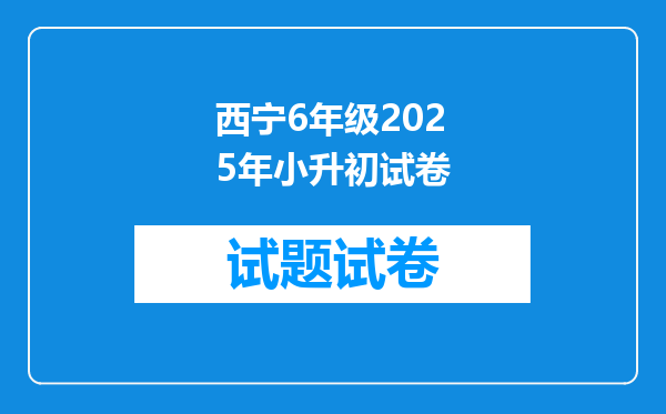 西宁6年级2025年小升初试卷