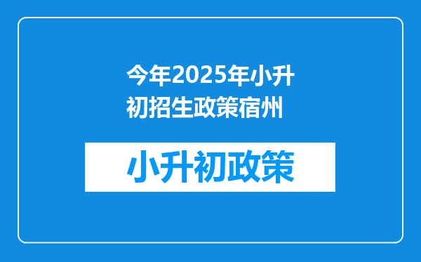 今年2025年小升初招生政策宿州