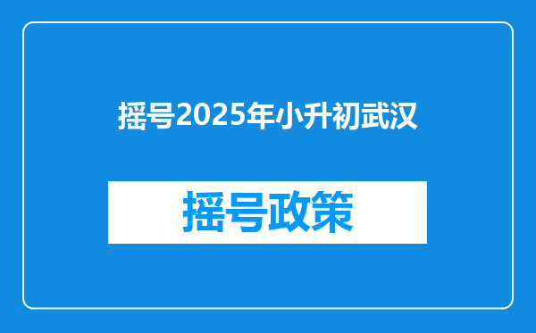 摇号2025年小升初武汉