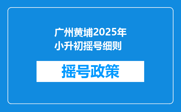 广州黄埔2025年小升初摇号细则