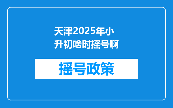 天津2025年小升初啥时摇号啊