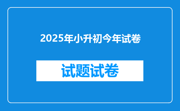 2025年小升初今年试卷