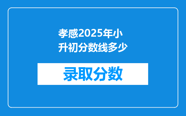 孝感2025年小升初分数线多少