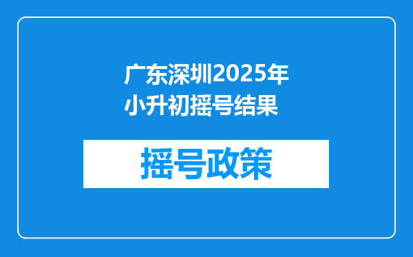 广东深圳2025年小升初摇号结果