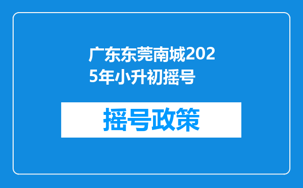 广东东莞南城2025年小升初摇号