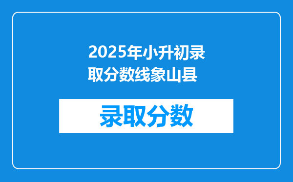 2025年小升初录取分数线象山县