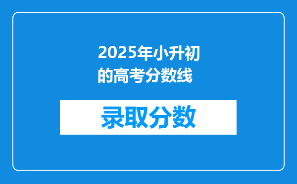 2025年小升初的高考分数线