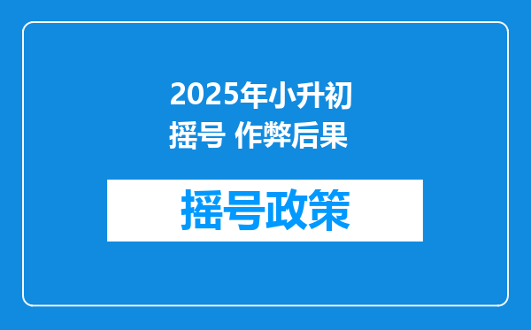 2025年小升初 摇号 作弊后果