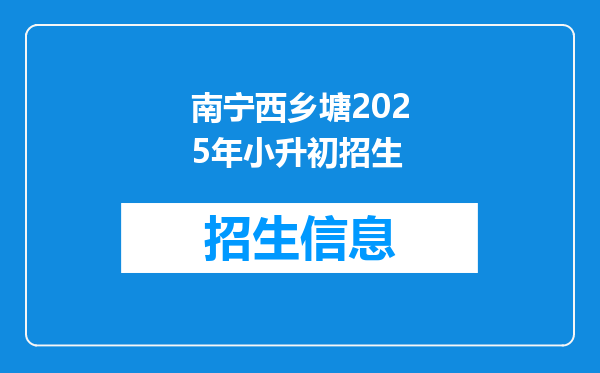 南宁西乡塘2025年小升初招生