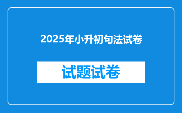 2025年小升初句法试卷