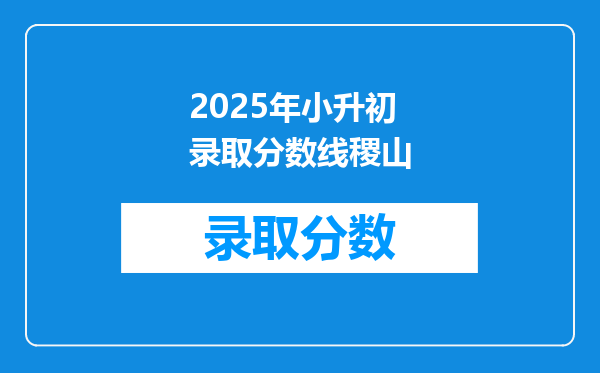 2025年小升初录取分数线稷山