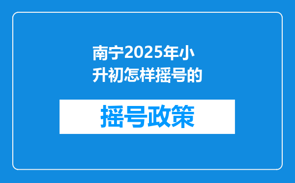 南宁2025年小升初怎样摇号的