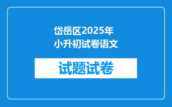 岱岳区2025年小升初试卷语文