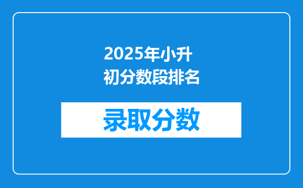 2025年小升初分数段排名