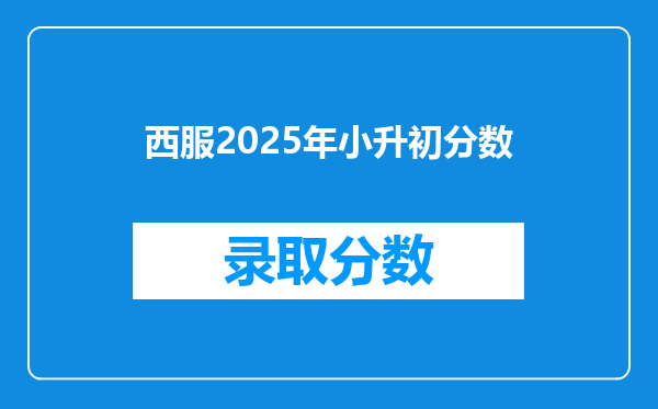 西服2025年小升初分数