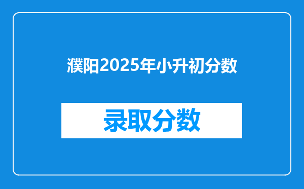 濮阳2025年小升初分数