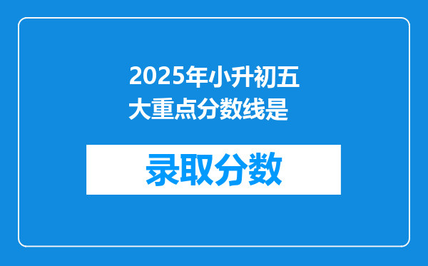 2025年小升初五大重点分数线是