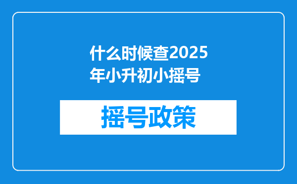 什么时候查2025年小升初小摇号