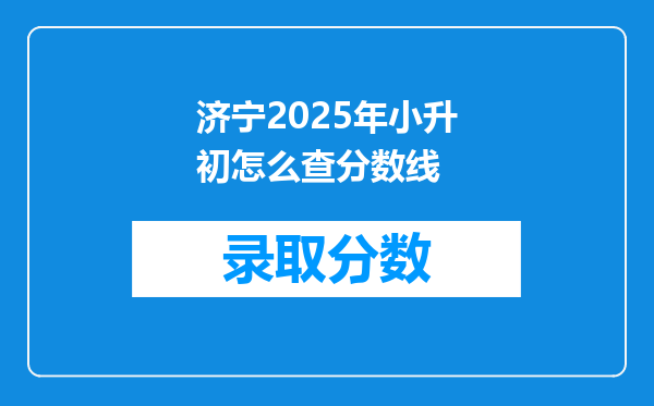 济宁2025年小升初怎么查分数线