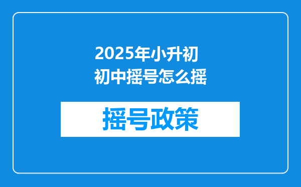 2025年小升初 初中摇号怎么摇