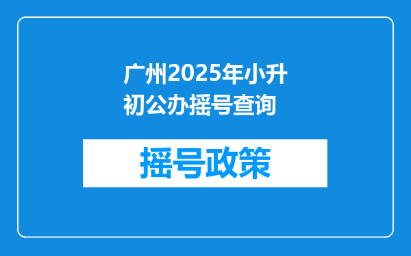 广州2025年小升初公办摇号查询