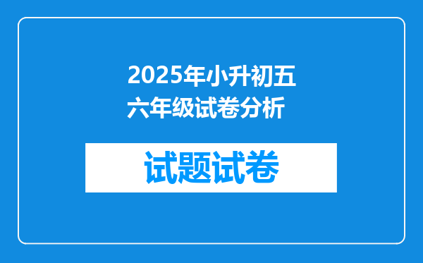 2025年小升初五六年级试卷分析