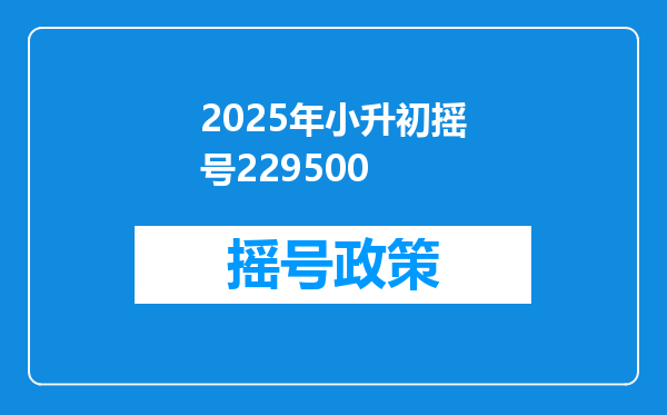 2025年小升初摇号229500