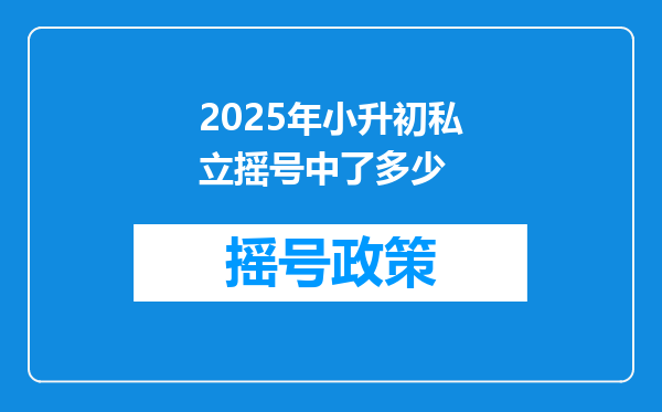 2025年小升初私立摇号中了多少