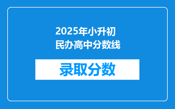 2025年小升初民办高中分数线