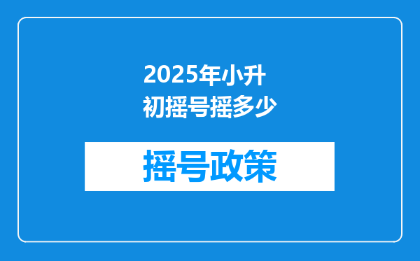 2025年小升初摇号摇多少