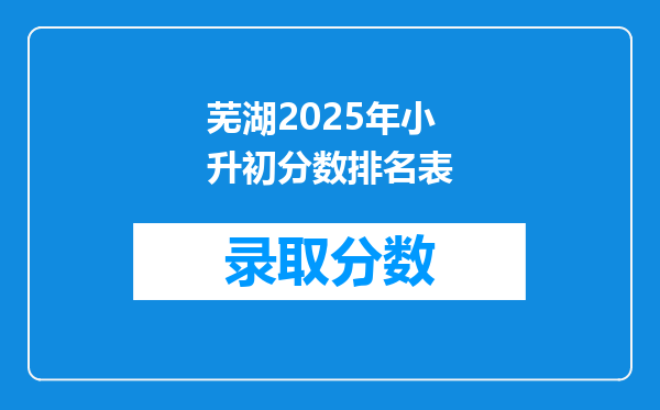 芜湖2025年小升初分数排名表