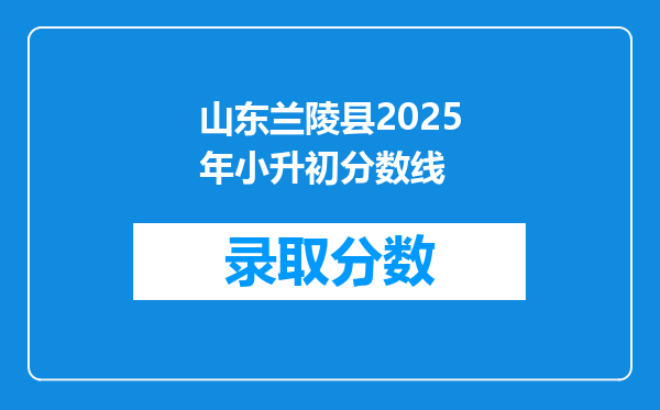 山东兰陵县2025年小升初分数线