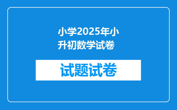 小学2025年小升初数学试卷